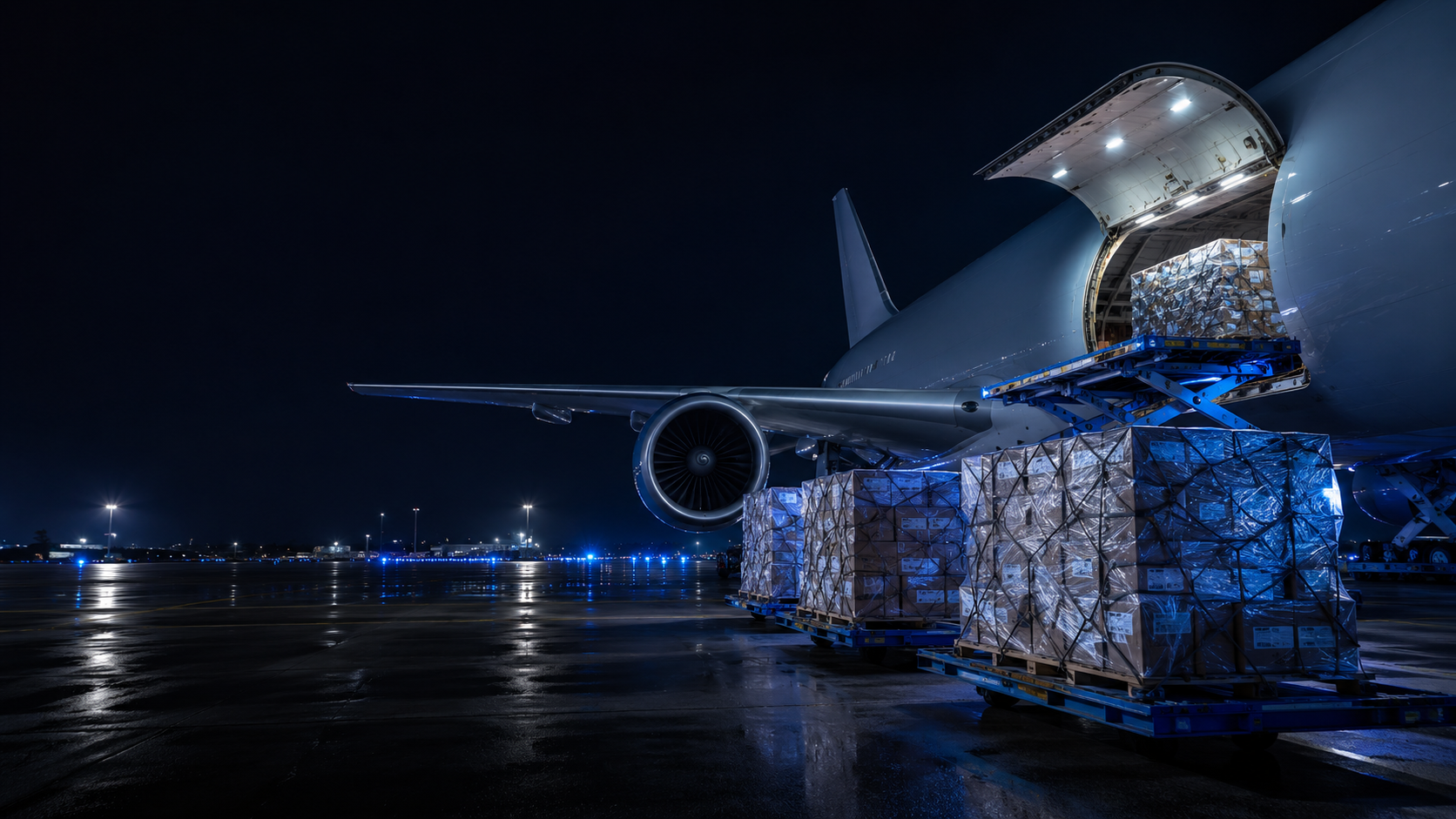Air cargo being prepared for international shipment